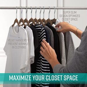 Simplify Slim Velvet Clothes Hangers | 25 Pack | Non-Slip | Shirts | Suit | Pants | Dresses | Garments | Closet Storage & Organization | Durable | Chocolate