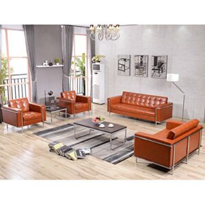 Flash Furniture HERCULES Lesley Series Contemporary Cognac LeatherSoft Sofa with Encasing Frame