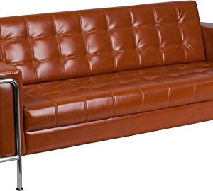 Flash Furniture HERCULES Lesley Series Contemporary Cognac LeatherSoft Sofa with Encasing Frame