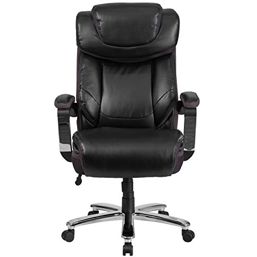 Flash Furniture HERCULES Series Big & Tall 500 lb. Rated Black LeatherSoft Executive Swivel Ergonomic Office Chair with Adjustable Headrest