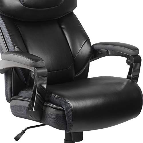 Flash Furniture HERCULES Series Big & Tall 500 lb. Rated Black LeatherSoft Executive Swivel Ergonomic Office Chair with Adjustable Headrest