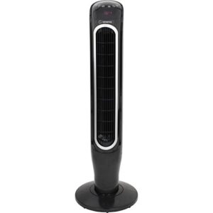 genesis powerful 40 inch 360 degree oscillating tower fan with max air quiet technology and remote, black (a2towerfan360)