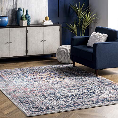 nuLOOM Lilah Medallion Vintage Area Rug, 8' x 10', Blue