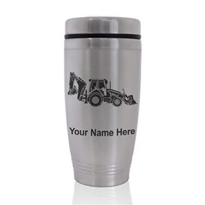 skunkwerkz commuter travel mug, backhoe loader, personalized engraving included