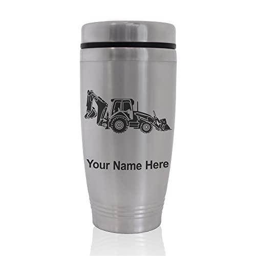 SkunkWerkz Commuter Travel Mug, Backhoe Loader, Personalized Engraving Included