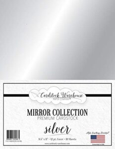 mirror silver metallic mirricard cardstock - 8.5 x 11 inch - 100 lb / 12pt - 10 sheets from cardstock warehouse
