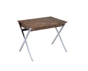 acme furniture acme callers desk, weathered oak & chrome, one size