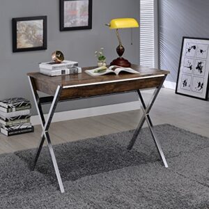 ACME Furniture Acme Callers Desk, Weathered Oak & Chrome, One Size