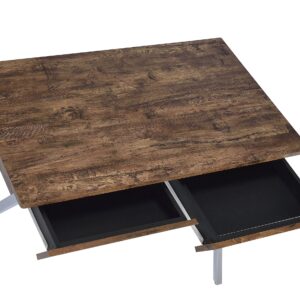 ACME Furniture Acme Callers Desk, Weathered Oak & Chrome, One Size