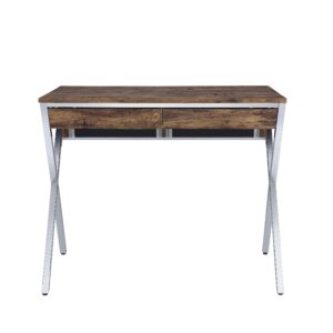 ACME Furniture Acme Callers Desk, Weathered Oak & Chrome, One Size