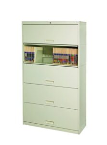 datum storage stak-n-lok 100 series 5h open shelf with receding doors and locking cabinet, 36", light gray