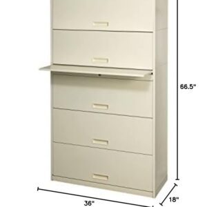 Datum Storage Stak-N-Lok 200 series 5H open shelf With Receding Doors and locking cabinet, 36", Bone White