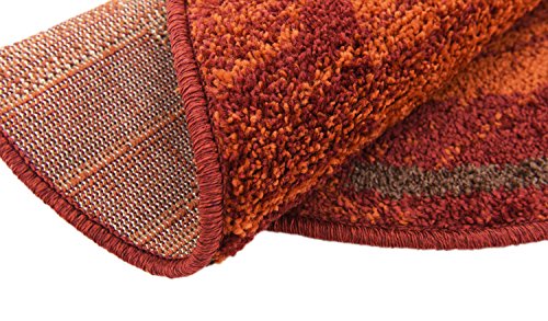 Unique Loom Autumn Collection Modern Contemporary Casual Abstract Area Rug, Round 3' 3 x 3' 3, Terracotta/Burgundy Border