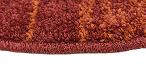 Unique Loom Autumn Collection Modern Contemporary Casual Abstract Area Rug, Round 3' 3 x 3' 3, Terracotta/Burgundy Border
