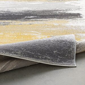 Nicola Gray and Yellow Modern Area Rug 2' x 3'