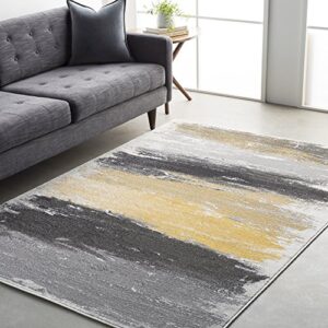 nicola gray and yellow modern area rug 2' x 3'