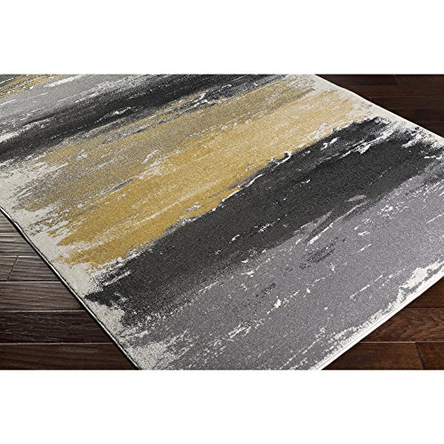 Nicola Gray and Yellow Modern Area Rug 2' x 3'