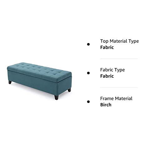 Christopher Knight Home Mission Fabric Storage Ottoman, Dark Teal Dimensions: 19.25”D x 50.75”W x 16.25”H