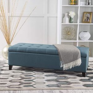 Christopher Knight Home Mission Fabric Storage Ottoman, Dark Teal Dimensions: 19.25”D x 50.75”W x 16.25”H