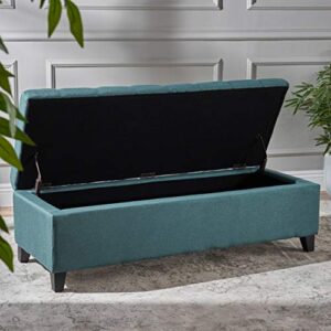 Christopher Knight Home Mission Fabric Storage Ottoman, Dark Teal Dimensions: 19.25”D x 50.75”W x 16.25”H