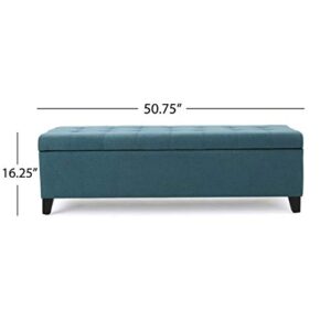 Christopher Knight Home Mission Fabric Storage Ottoman, Dark Teal Dimensions: 19.25”D x 50.75”W x 16.25”H