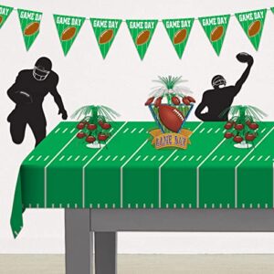 Beistle Game Day Football Tablecovers, 54” x 108”, 3 Pieces – Plastic Table Cloth, Football Party Decorations, Sports Themed Birthday Party Supplies, Football Decorations for Party