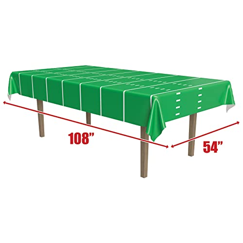 Beistle Game Day Football Tablecovers, 54” x 108”, 3 Pieces – Plastic Table Cloth, Football Party Decorations, Sports Themed Birthday Party Supplies, Football Decorations for Party