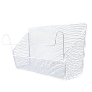 haoun bedside hanging storage basket office desk dormitory iron mesh origanizer caddy for book phone magazine holder (white)