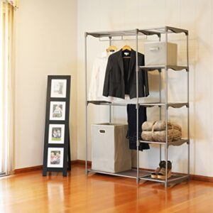 Simple Houseware Freestanding Clothes Garment Organizer Closet, Silver