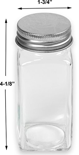 Simple Houseware Spice Jars 4 Ounce Square Bottles w/label, 12 Pack