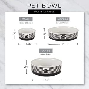 Bone Dry Paw & Patch Ceramic Pet Collection, Medium Set, 6x2", Gray, 2 Piece