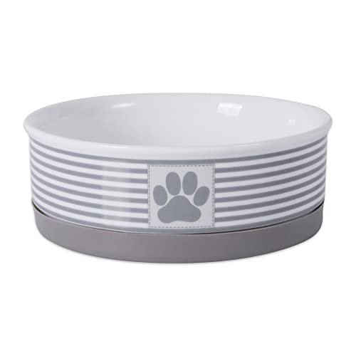 Bone Dry Paw & Patch Ceramic Pet Collection, Medium Set, 6x2", Gray, 2 Piece