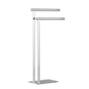torre & tagus pacific spa two tier stand contemporary modern design freestanding towel rack with 2 arms, one size, chrome