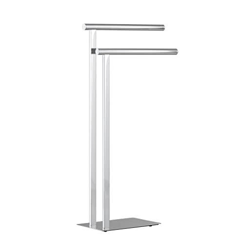 Torre & Tagus Pacific Spa Two Tier Stand Contemporary Modern Design Freestanding Towel Rack with 2 Arms, One Size, Chrome