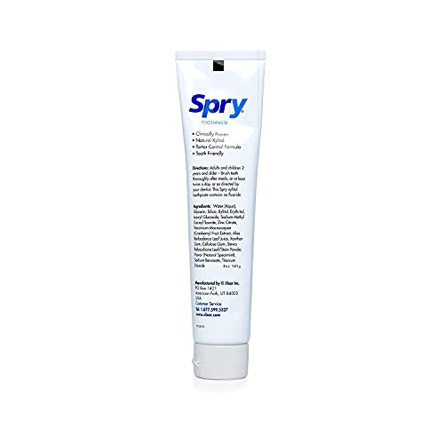 Spry Xylitol Toothpaste, Fluoride-Free, Natural Spearmint, Anti-Plaque and Tartar Control, 5 oz (2 Pack)