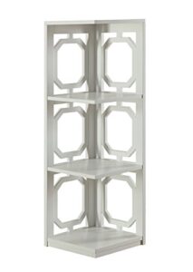 convenience concepts omega 3 tier corner bookcase, white