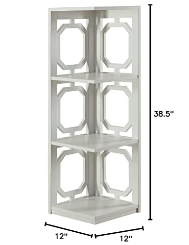 Convenience Concepts Omega 3 Tier Corner Bookcase, White