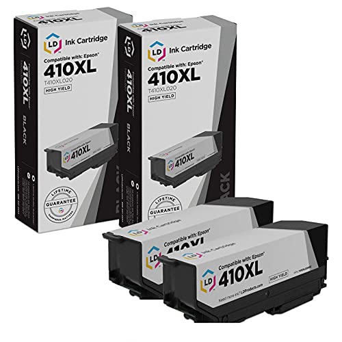 LD Remanufactured Ink Cartridge Replacement for Epson 410 410XL T410XL020 High Yield (Black, 2-Pack)