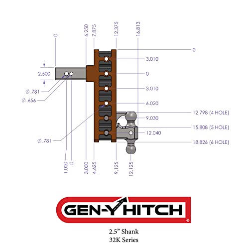 Drop Hitch 2.5" Receiver Class V 32K Towing Hitch, Combo Includes Dual Hitch Ball, Pintle Lock & Two 3/4" Hitch pins (12" Drop 2.5" Receiver)