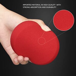 SPTA Foam Applicator Pads, 4 Inch Round Shape Side Pressing Hand Polishing Red Sponge Pads Kit Detailing Buffing Pads for Waxing Polishing Paint Ceramic Glass Cleaning, Pack of 10 -HPWR10