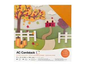 american crafts variety pack autumn 60 sheets of 12 x 12 inch cardstock, assorted