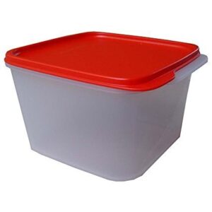 Tupperware Square Smart Saver Container, 2.5 Litres White Transparent Red Lid