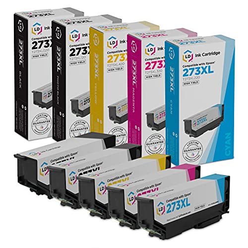 LD Remanufactured Ink Cartridge Replacement for Epson 273XL High Yield (Black, Cyan, Magenta, Yellow, Photo Black) 5-Pack