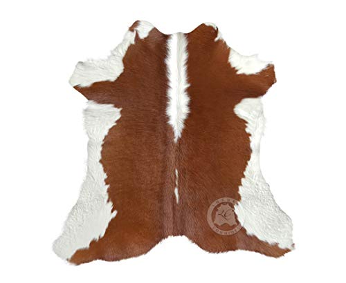 Genuine Calfskin Hereford Calf Hide Cow Skin Cowhide Rug Leather Area Rug 3 x 3 ft.