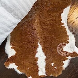 Genuine Calfskin Hereford Calf Hide Cow Skin Cowhide Rug Leather Area Rug 3 x 3 ft.