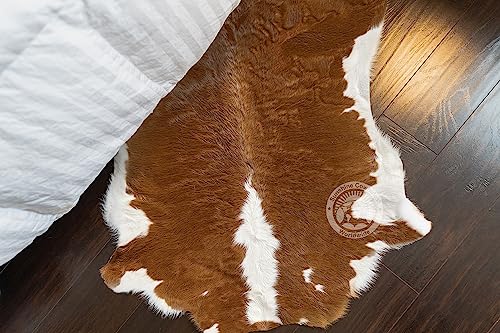 Genuine Calfskin Hereford Calf Hide Cow Skin Cowhide Rug Leather Area Rug 3 x 3 ft.