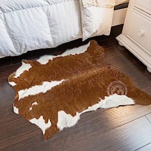 Genuine Calfskin Hereford Calf Hide Cow Skin Cowhide Rug Leather Area Rug 3 x 3 ft.