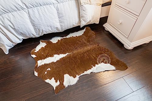 Genuine Calfskin Hereford Calf Hide Cow Skin Cowhide Rug Leather Area Rug 3 x 3 ft.