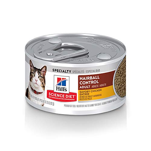 Hill's Science Diet Adult Hairball Control Wet Cat Food, Savory Chicken Entrée, 2.9 oz. Cans, 24-Pack