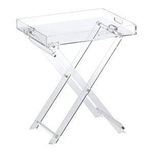 designstyles acrylic folding tray table – modern chic accent desk - kitchen and bar serving table - elegant clear design